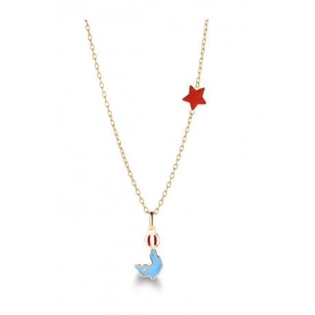 Collana Le Bebè in Oro Giallo Foca e Stellina Smaltati