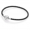Bracciale in Pelle Intrecciata Nera, Giro Singolo