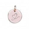 Moneta Queriot " I Love U" in Argento, Oro Rosa 9 Kt e Smalto Rosa
