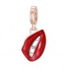 Bocca Charm Rosato in argento 925‰, galvanica oro rosa, smalto rosso