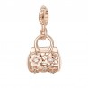 Borsa Hobo Charm Rosato in argento 925‰, galvanica oro rosa, 10 zirconi bianchi