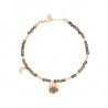 Bracciale Dodo Moon & Sun In Oro Rosa 9k Con Quarzo Fumè, 8 Diamanti Brown E 1 Ciondolo Mini Icon In Oro Rosa 9k