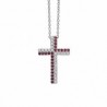 Collana Croce Giorgio Visconti in Oro Bianco Diamanti VSG 0,15 e Rubini 0,12