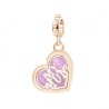 Cuore Charm Rosato in argento 925‰, galvanica oro rosa, smalto rosa