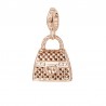 Hand Bag Charm Rosato in argento 925‰, galvanica oro rosa, 4 zirconi bianchi