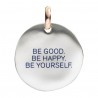 Moneta Queriot " Be good. Be happy. Be yourself." in Argento, Oro Rosa 9 Kt e Smalto color Blu