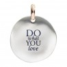 Moneta Queriot " Do what you love" in Argento, Oro Rosa 9 Kt e Smalto color Blu