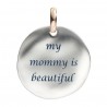 Moneta Queriot " My mommy is beautiful" in Argento, Oro Rosa 9 Kt e Smalto color Blu Scuro