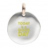 Moneta Queriot " Today is a good day" in Argento, Oro Rosa 9 Kt e Smalto color Giallo