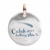 Moneta Queriot "Catchyour falling star" in Argento, Oro ROsa 9 Kt e Smalto Blu Scuro
