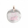 Moneta Queriot "Give love" in Argento, Oro Rosa 9 Kt e Smalto color Rosa