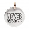 Moneta Queriot "Never Give Up" in Argento, Oro Rosa 9 Kt e Smalto Nero