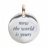 Moneta Queriot "Now the world in yours" in Argento, Oro Rosa 9 Kt e Smalto color Blu Scuro