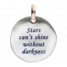 Moneta Queriot "Star can't shine without darkness" in Argento, Oro Rosa 9 Kt e Smalto colorato Blu Scuro
