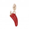 PEPERONCINO Charm Rosato in argento 925‰, galvanica oro rosa, smalto rosso