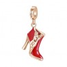 Stivaletto Charm Rosato in argento 925‰, galvanica oro rosa, smalto rosso