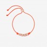 Bracciale Dodo Donna simboli con cordino in poliestere rosso e scritta "AMO" in argento dorato oro rosa 18K