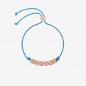 Bracciale Dodo simboli con cordino in poliestere blu e scritta "SEMPRE" in argento dorato oro rosa 18K