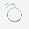 Bracciale Dodo simboli con cordino in poliestere blu e scritta "SEMPRE" in argento dorato oro rosa 18K