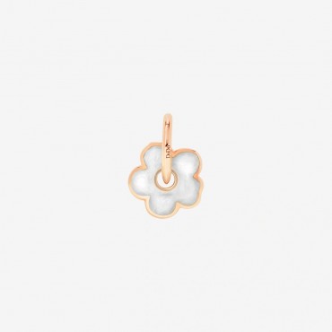 Ciondolo Dodo Donna fiore in oro rosa 9K e smalto cattedrale effetto madreperla