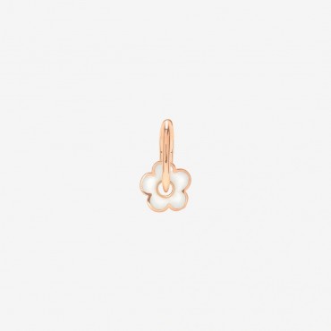 Orecchino Dodo Donna fiore in oro rosa 9K e smalto cattedrale effetto madreperla