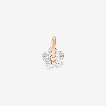 Ciondolo Dodo Donna fiore in oro rosa rodiato 9K con 11 diamanti bianchi