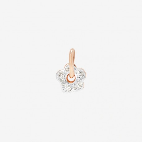 Ciondolo Dodo Donna fiore in oro rosa rodiato 9K con 11 diamanti bianchi