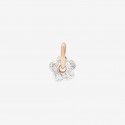 Ciondolo Dodo Donna fiore in oro rosa rodiato 9K con 11 diamanti bianchi