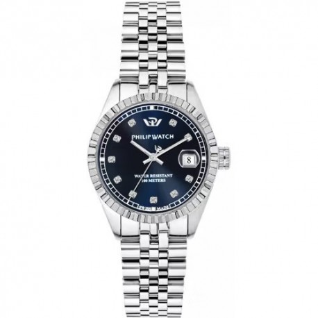 Orologio Philip Watch Caribe 35mm acciaio blu/diamanti