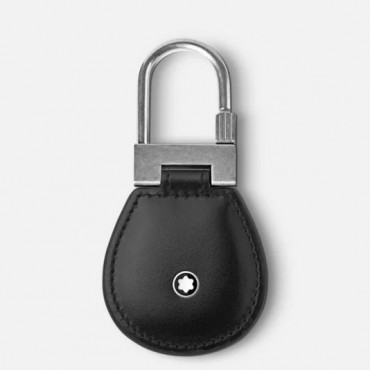 Portachiavi Montblanc Westside Loop In Pelle Nero Con Anello In Acciaio 112693