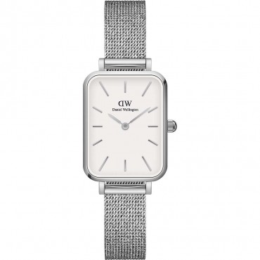 Orologio Daniel Wellington Donna  Quadro Pressed Sterling Al quarzo cassa da 20x26mm in Acciaio quadrante Bianco cinturino in M