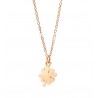 Collana in oro rosa 9kt e oro bianco rodiato 9kt e ciondolo quadrifoglio in oro rosa 9kt. Misura 40 cm.