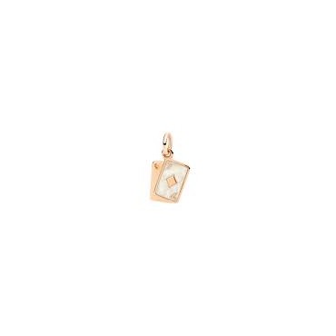 SKU: DMC5001_CARDS_EPB9RCiondolo Carte in oro rosa 9K e smalto perlato bianco.SIGNIFICATOMescola le carteUn invito a giocare co