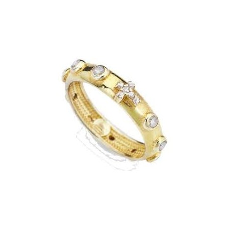 ANELLO AMENAnello Rosario Zirconisku: AROGB MISURA 16Anello Rosario zirconi - Argento 925 dorato - Articolo corredato da shoppe