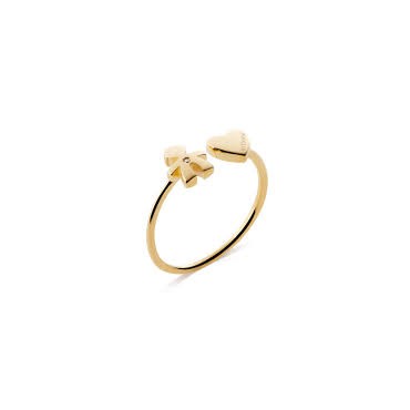 Anello Le Bebè Les Petits con sagoma bimbo e cuore in oro giallo 9 kt e diamante – LBB700/C