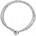 Lungo - Collana Donna Uno de 50 Collezione Glow in Argeno e Cuoio con Chiusura T-bar Realizzata con Quattro Strisce con Pepite 