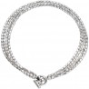 Lungo - Collana Donna Uno de 50 Collezione Glow in Argeno e Cuoio con Chiusura T-bar Realizzata con Quattro Strisce con Pepite 