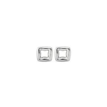 ORECCHINI UNODE50RIFERIMENTO PEN0844MTL0000U placcati argento Sterling a forma di maglia quadrata piccola e con chiusura a vite