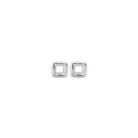 ORECCHINI UNODE50RIFERIMENTO PEN0844MTL0000U placcati argento Sterling a forma di maglia quadrata piccola e con chiusura a vite