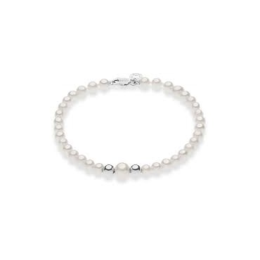 Bracciale da donna di Comete della collezione Fili Fantasia. Bracciale in Oro bianco 750. Perle coltivate diametro 4,5/5 e 6,5/