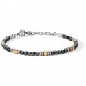 Bracciale da uomo di Comete della collezione Mineral. Bracciale in acciaio con Ematite nera ed Ematite con Pvd rosè e giallo. L