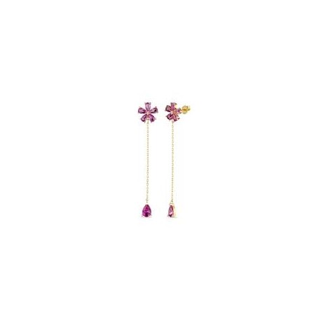 Orecchini fiore lungo gocce fucsiaOR0209GF 925