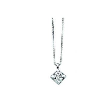 Collana Recarlo punto luce in oro bianco 18kt con diamante taglio brillante di 0,09 ct- colore G- purezza VSscatola,garanzia e 