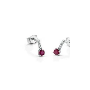 Orecchini in Oro bianco gr,0,93 Rubini e Diamanti ORFANTASY/1R-Caratura: 0.03 ct + 0.36 RUBINO-Colore: G-colour-Purezza: VsOGNI