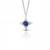 Collana Punto Luce della collezione di PG Gioielli Più Pietre in Oro Bianco 18 Kt gr 1,04 con diamanti e Zaffiro centrale.dispo