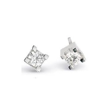 ORECCHINI PG GIOIELLI IN ORO BIANCO GR 0,60 CON 4 GRIF PUNTO LUCE DIAMANTE NATURALE CT 0,06 GVS