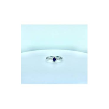 Anello in oro bianco 750 18 ct con diamanti e zaffiro blu AB16796Z