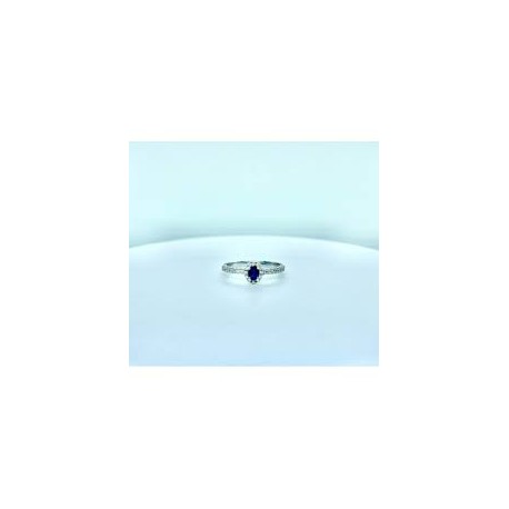 Anello in oro bianco 750 18 ct con diamanti e zaffiro blu AB16796Z