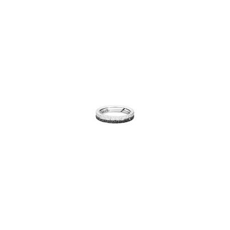 Anello maison "RECARLO" collezione "face Cube" in oro bianco 18 ct a 2 file di diamanti taglio brillante: bianchi ct 0,20 e ner
