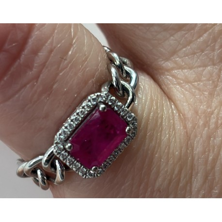 ANELLO Gianni Carità in oro bianco 750(18kt) broumette morbida con pietra rubino FA2536/OBR